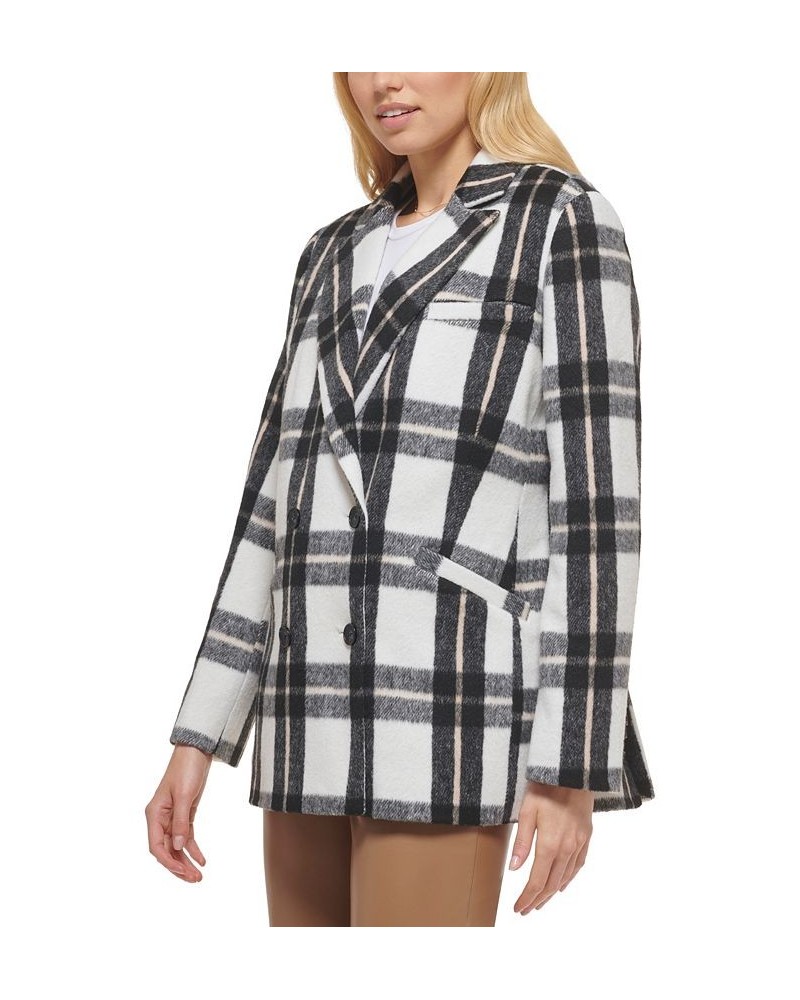 Women's Wool Blend Blazer Cream, Tan, Black Plaid $41.00 Jackets