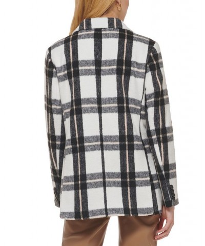 Women's Wool Blend Blazer Cream, Tan, Black Plaid $41.00 Jackets