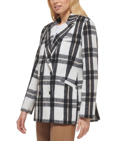 Women's Wool Blend Blazer Cream, Tan, Black Plaid $41.00 Jackets