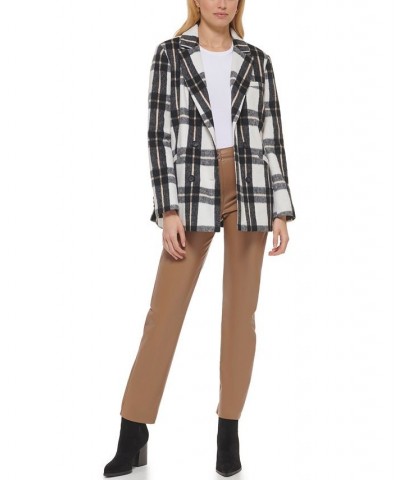 Women's Wool Blend Blazer Cream, Tan, Black Plaid $41.00 Jackets