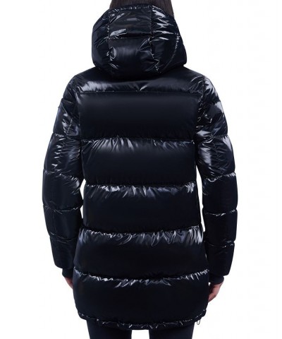 Women's Shine Hooded Puffer Coat Black $60.80 Coats