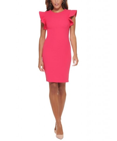 Women's Ruffled-Shoulder Sheath Dress Pink $37.73 Dresses