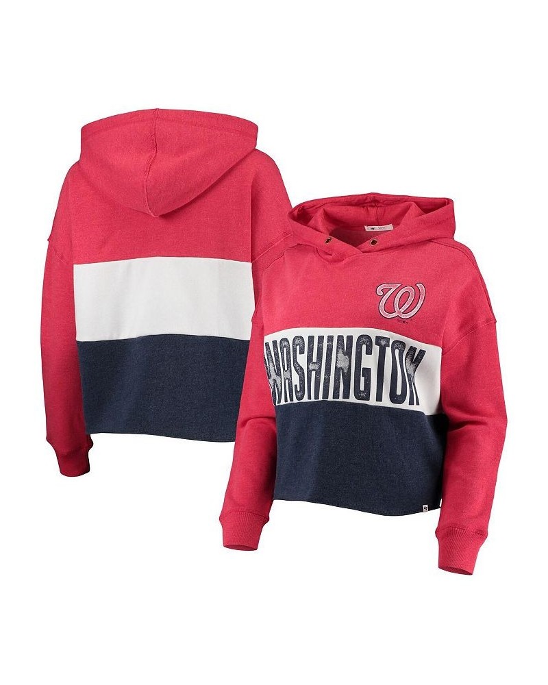 Women's '47 Washington Nationals Lizzy Cropped Pullover Hoodie Heathered Red, Heathered Navy $43.99 Sweatshirts