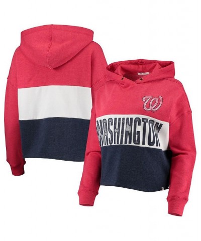 Women's '47 Washington Nationals Lizzy Cropped Pullover Hoodie Heathered Red, Heathered Navy $43.99 Sweatshirts