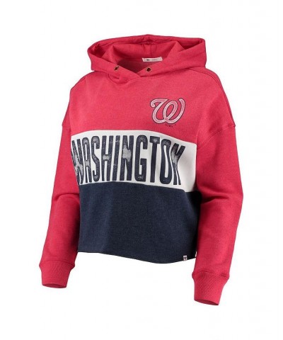 Women's '47 Washington Nationals Lizzy Cropped Pullover Hoodie Heathered Red, Heathered Navy $43.99 Sweatshirts