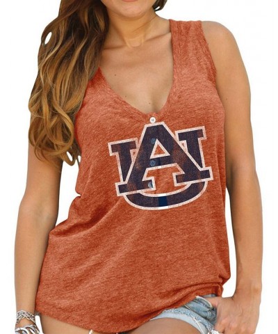 Women's Orange Auburn Tigers Relaxed Henley V-Neck Tri-Blend Tank Top Orange $25.29 Tops