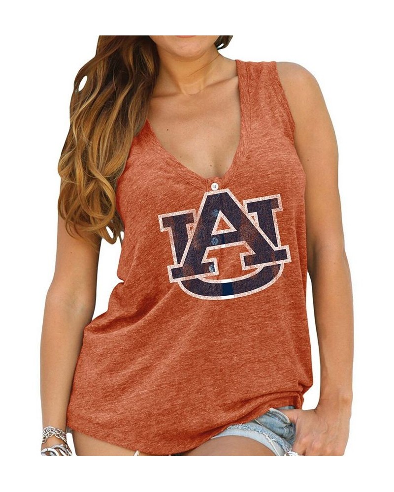 Women's Orange Auburn Tigers Relaxed Henley V-Neck Tri-Blend Tank Top Orange $25.29 Tops