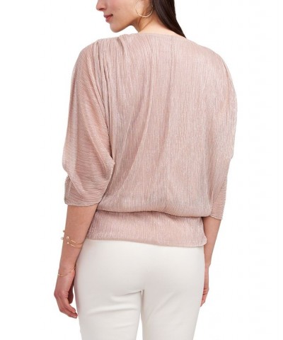 Split-Sleeve Metallic Blouson Top Purple $40.29 Tops