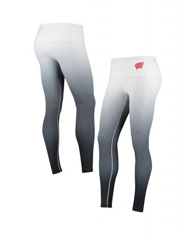 Women's White Black Wisconsin Badgers Static Print Ombre Leggings White, Black $29.25 Pants