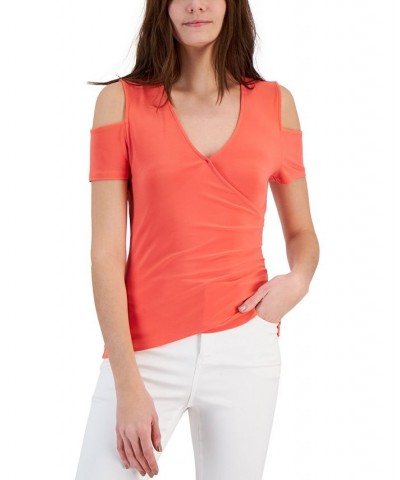 Women's Cold-Shoulder V-Neck Top Chilled Melon $15.06 Tops