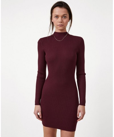 Women's Mock Neck Sweater Dress Purple $36.39 Dresses