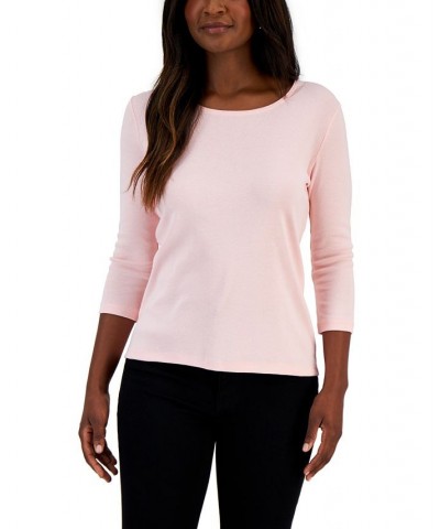 Petite 3/4 Sleeve Cotton Scoop-Neck Top Nantucket Breeze $9.68 Tops