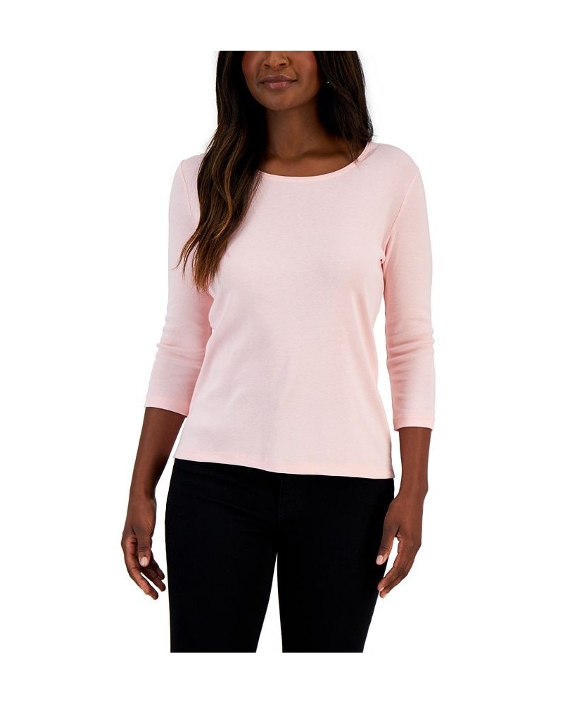 Petite 3/4 Sleeve Cotton Scoop-Neck Top Nantucket Breeze $9.68 Tops