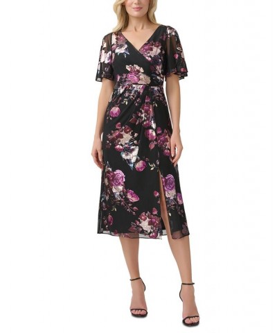 Women's Floral-Print Midi Dress Black Multi $41.58 Dresses