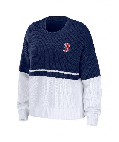 Women's Navy White Boston Red Sox Chunky Pullover Sweatshirt Navy, White $34.10 Sweaters