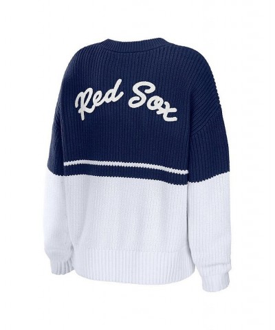 Women's Navy White Boston Red Sox Chunky Pullover Sweatshirt Navy, White $34.10 Sweaters