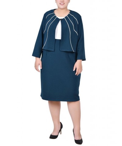 Plus Size 3/4 Sleeve Jacket and Dress Eggplant $15.64 Dresses