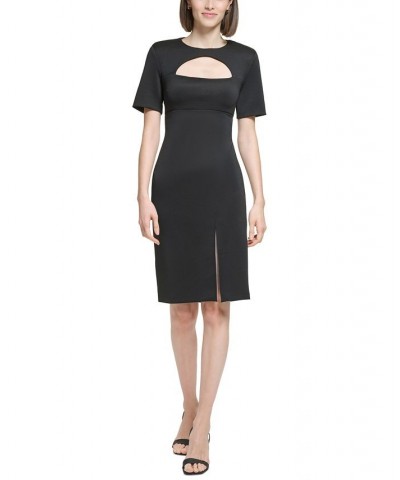 Women's Cutout Scuba Crepe Sheath Dress Black $53.28 Dresses