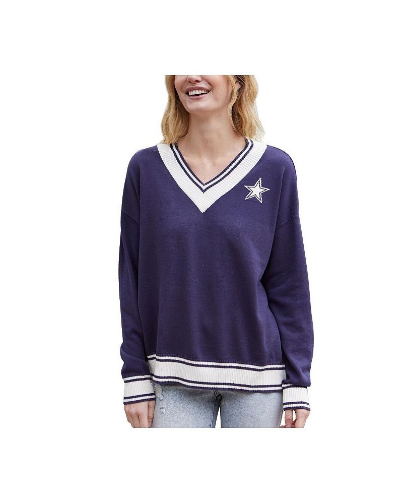 Women's Navy Dallas Cowboys Cricket V-Neck Pullover Sweater Navy $43.52 Sweaters