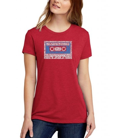 Women's Premium Blend 80s One Hit Wonders Word Art T-shirt Red $21.08 Tops