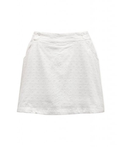 Womens' Organic Cotton Eyelet Skort White Circle Grid Eyelet $27.97 Shorts