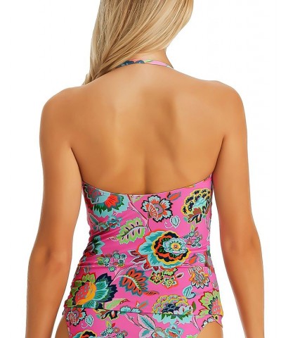 Women's Printed Bandaeu Tankini Top Lip Gloss $48.40 Swimsuits