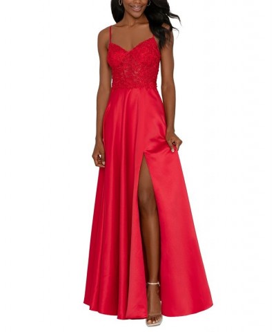 Juniors' Lace-Up-Back Gown Red $50.04 Dresses