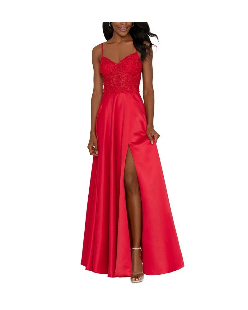 Juniors' Lace-Up-Back Gown Red $50.04 Dresses