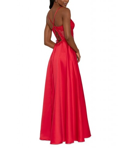 Juniors' Lace-Up-Back Gown Red $50.04 Dresses