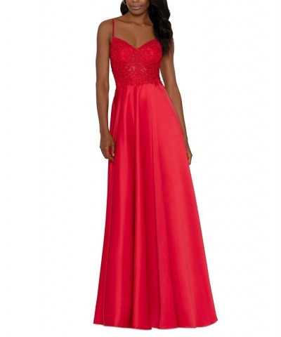 Juniors' Lace-Up-Back Gown Red $50.04 Dresses