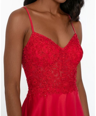 Juniors' Lace-Up-Back Gown Red $50.04 Dresses