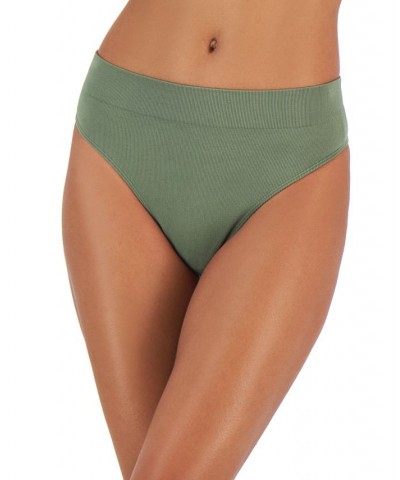 Women's Seamless Ribbed Hi-Cut Thong Mountain Sage $8.00 Panty