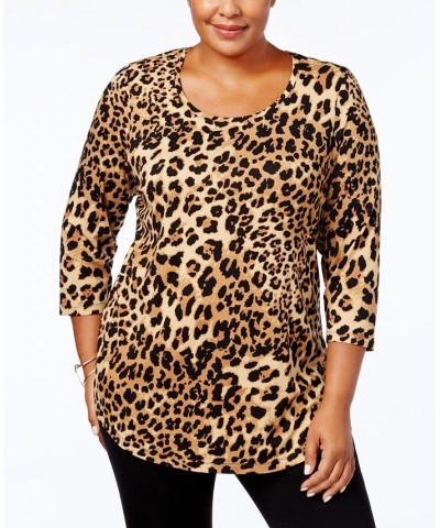 Plus Size Printed Top Cheetah Zoo $16.20 Tops