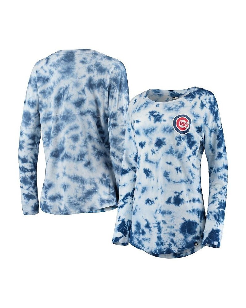 Women's Royal Chicago Cubs Tie-Dye Long Sleeve T-shirt Royal $22.68 Tops