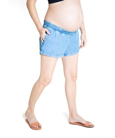 Women's Maternity Elastic Waist Shorts Chambray $36.26 Shorts