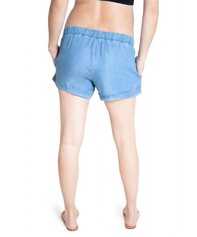 Women's Maternity Elastic Waist Shorts Chambray $36.26 Shorts