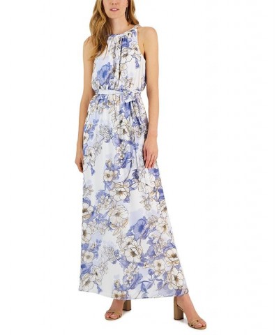 Women's Floral-Print Sleeveless Maxi Dress Periwinkle Floral $45.78 Dresses