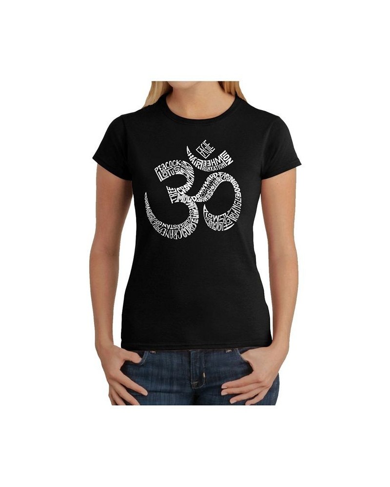 Women's Word Art T-Shirt - Poses Om Black $20.88 Tops