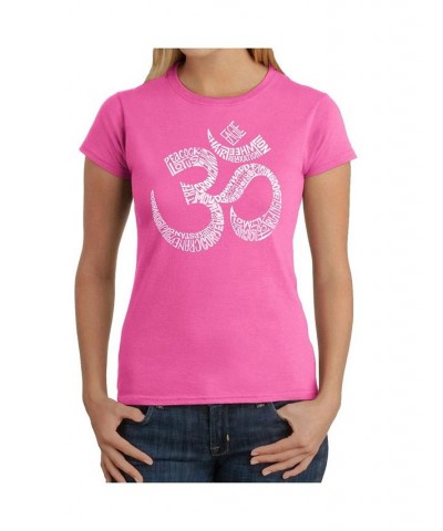 Women's Word Art T-Shirt - Poses Om Black $20.88 Tops