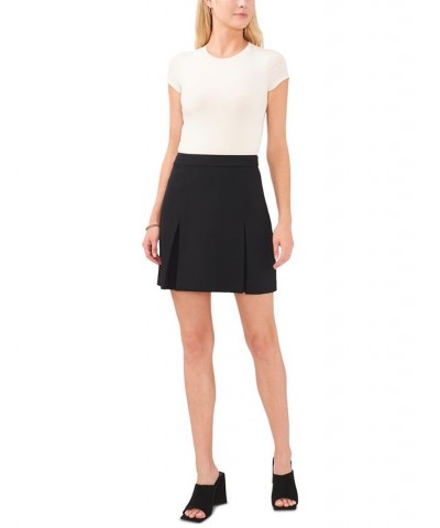 Women's Inverted-Pleat-Front Mini Skirt Rich Black $36.09 Skirts