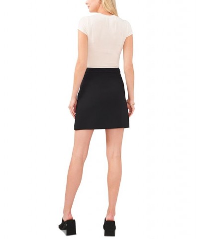 Women's Inverted-Pleat-Front Mini Skirt Rich Black $36.09 Skirts