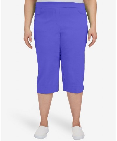 Plus Size Tropical Allure Clamdigger Capri Pants Purple $34.29 Pants