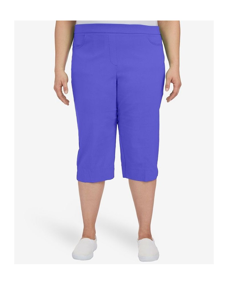 Plus Size Tropical Allure Clamdigger Capri Pants Purple $34.29 Pants