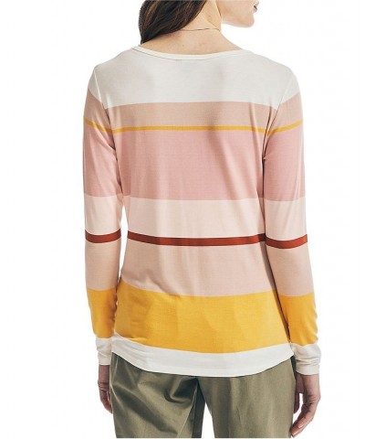 Women's Striped Henley Top Marshmallow $21.86 Tops