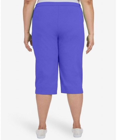 Plus Size Tropical Allure Clamdigger Capri Pants Purple $34.29 Pants