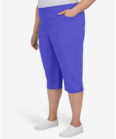 Plus Size Tropical Allure Clamdigger Capri Pants Purple $34.29 Pants