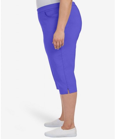 Plus Size Tropical Allure Clamdigger Capri Pants Purple $34.29 Pants