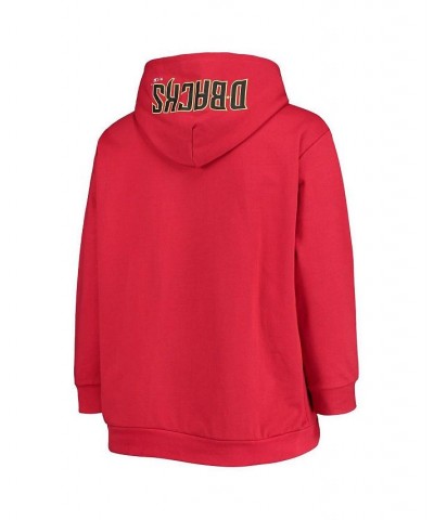 Women's Red Arizona Diamondbacks Plus Size Lace-Up V-Neck Pullover Hoodie Red $35.99 Sweatshirts