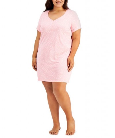 The Everyday Cotton Plus Size Sleep Shirt Pink $13.67 Sleepwear