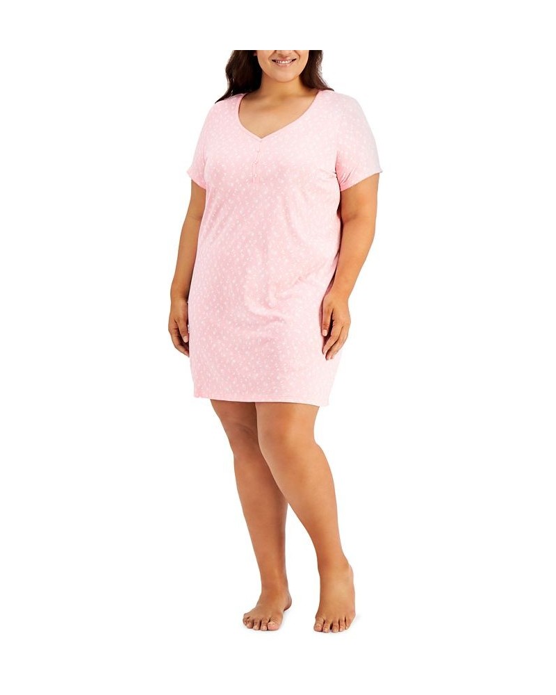 The Everyday Cotton Plus Size Sleep Shirt Pink $13.67 Sleepwear